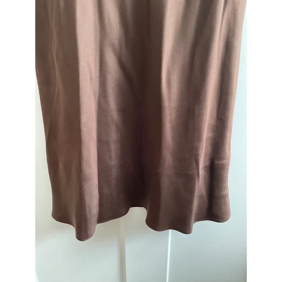 Ann Taylor Brown V-Neck Fit and Flare Sleeveless Midi Dress Size 4 203330 - Picture 4 of 7